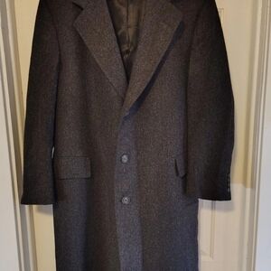 Hart Schaffner Marx Charcoal Trench Coat Herringbone